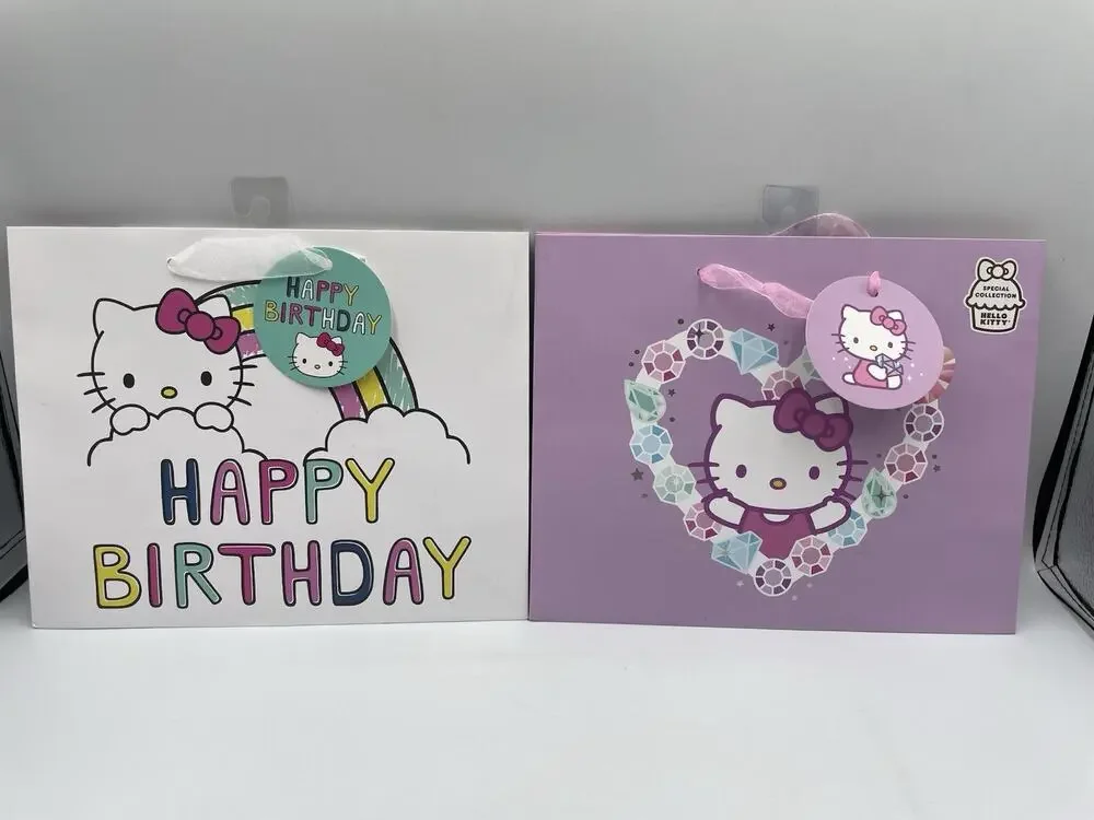 NEW Hello Kitty Sanrio Set Of 2 Gift Bags With Handles & Gift Tags